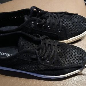 Vaneli Black Perforated Women's Sneakers